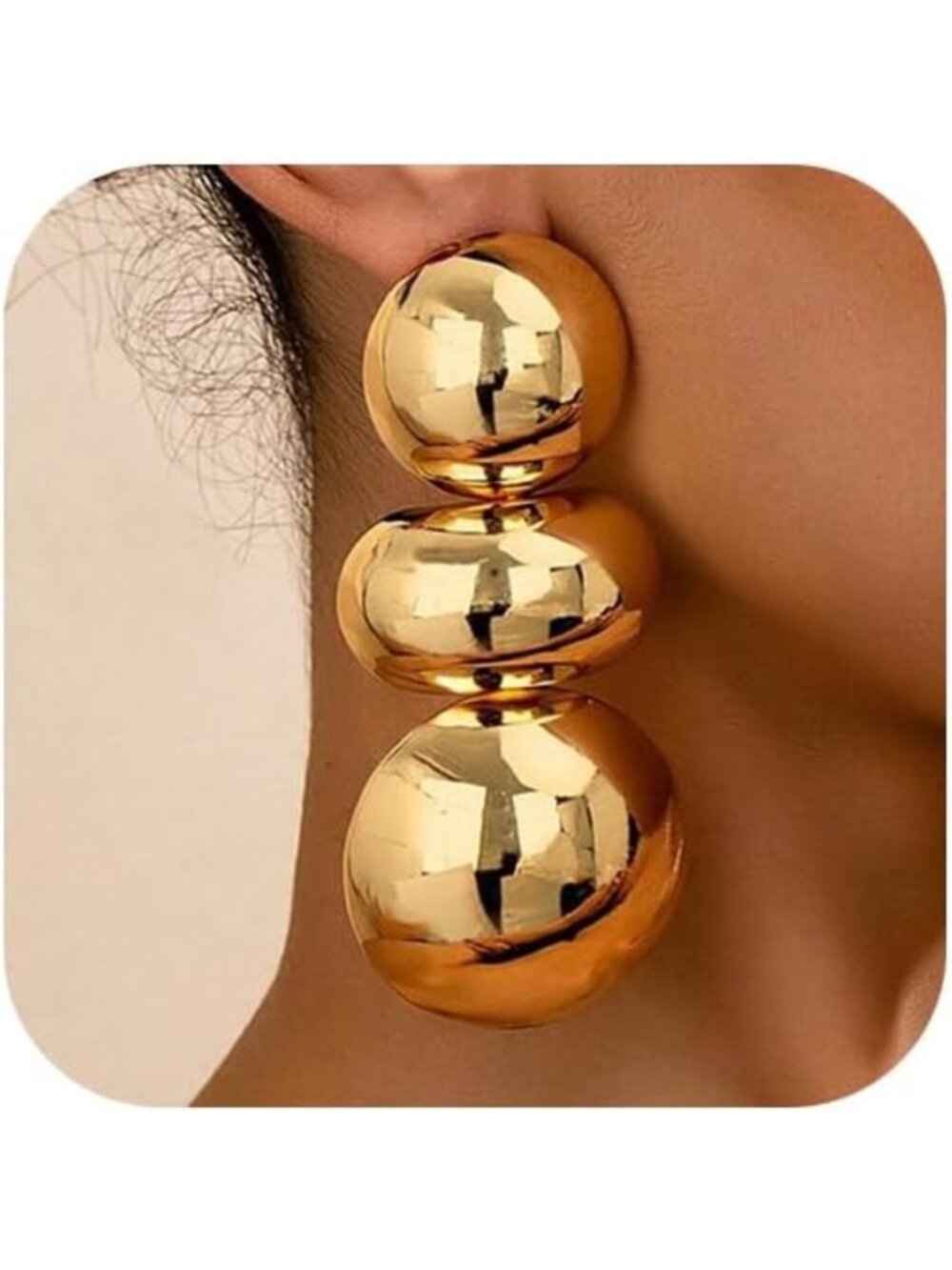 Trendy Large Chunky Gold Statement Earrings for Women - Bold Ball Design